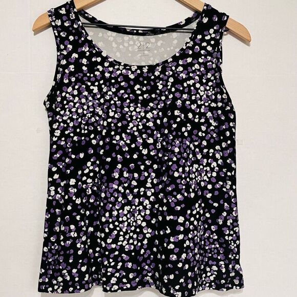 212 Collection   Black, Purple And White Tank Top   Sz S - Picture 1 of 4